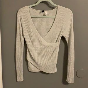Gray Wrap Top
